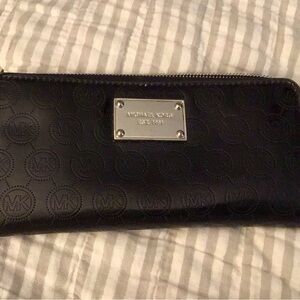 Michael Kors Black Embossed Zip Wallet